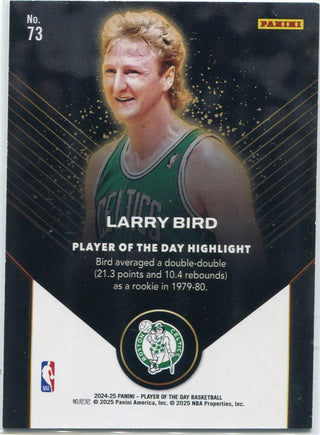 Larry Bird 2024 - 2025 Panini Player Of The Day Blue Parallel Card #73 31/50