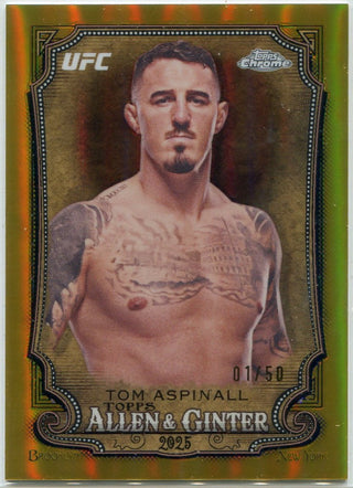 Tom Aspinall 2025 Topps Chrome Allen & Ginter Gold Refractor Card #AAG-18 1/50