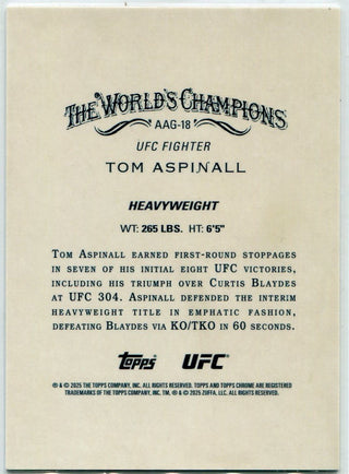 Tom Aspinall 2025 Topps Chrome Allen & Ginter Gold Refractor Card #AAG-18 1/50
