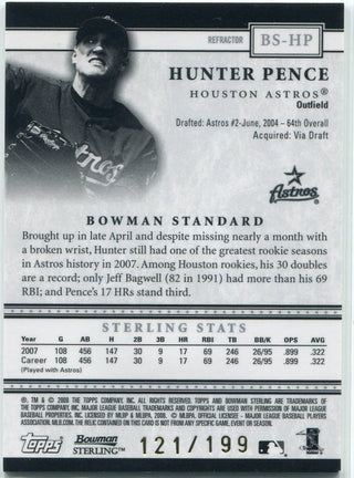 Hunter Pence 2008 Bowman Sterling Jersey Refractor Card #BS-HP 121/199