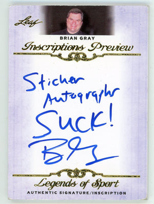 Brian Gray 2012 Leaf Autograph Legends of Sport #IP-BGI