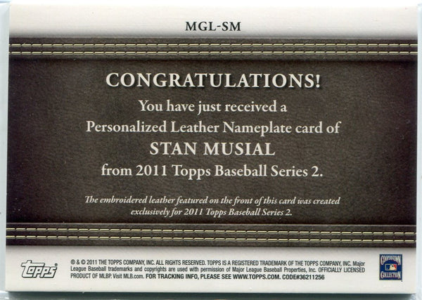 Stan Musial 2011 Topps Leather Nameplate Card #MGL-SM