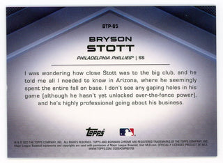 Bryson Stott 2022 Topps Bowman Chrome Silver Top 100 #BTS-85 Card 050/150
