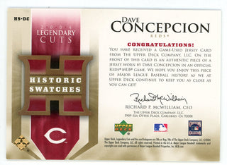 Dave Concepcion 2001 Upper Deck Game Used Jersey Card