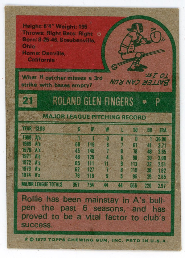 Rollie Fingers 1975 Topps #21