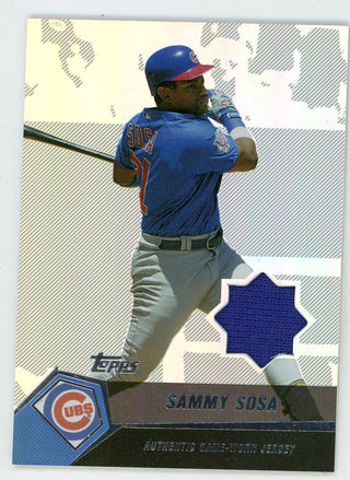 Sammy Sosa player worn jersey patch baseball card (Chicago Cubs