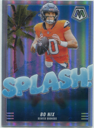 Bo Nix 2025 Panini Mosaic Splash Silver Prizm Card #1