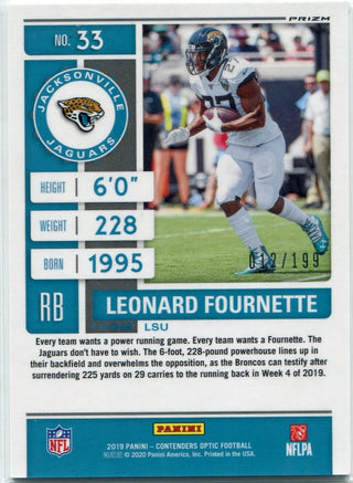 Leonard Fournette 2019 Panini Contenders Optic Season Ticket Red Prizm Card #33 12/199