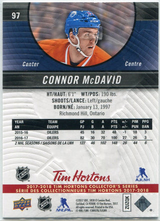 Connor McDavid 2017 - 2018 Upper Deck Tim Hortons Card #97