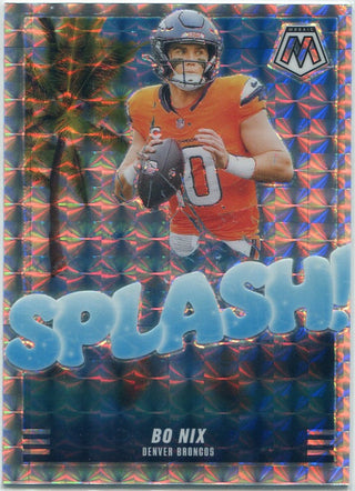 Bo Nix 2025 Panini Mosaic Splash Silver Mosaic Prizm Card #1