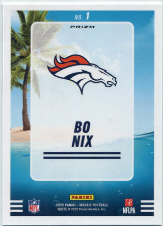 Bo Nix 2025 Panini Mosaic Splash Silver Mosaic Prizm Card #1