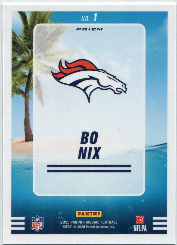 Bo Nix 2025 Panini Mosaic Splash Silver Mosaic Prizm Card #1