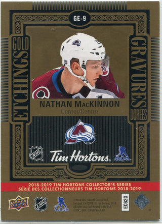 Nathan MacKinnon 2018 - 2019 Upper Deck Tim Hortons Gold Etchings Card #GE-9