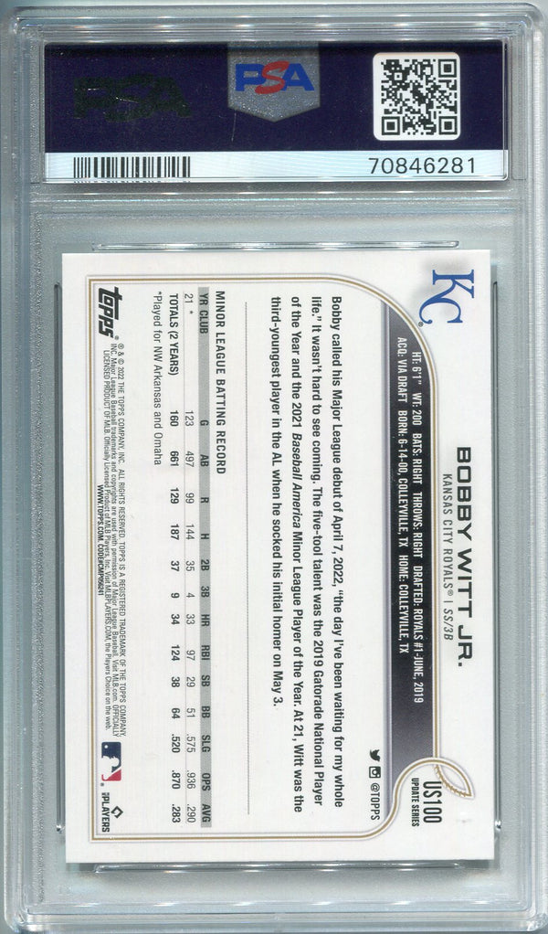 Bobby Witt Jr. 2022 Topps Update #US100 RC (PSA 9)