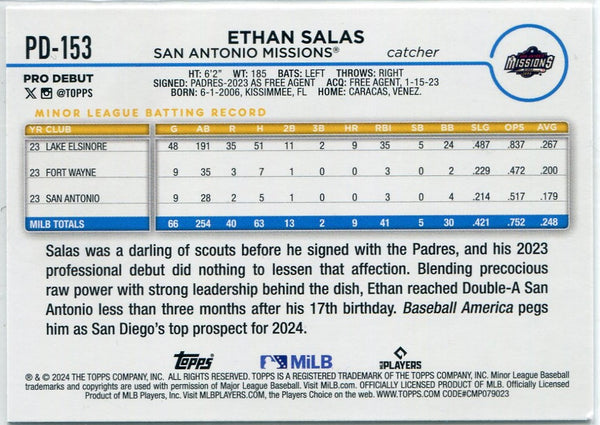 Ethan Salas 2024 Topps Pro Debut RC #PD-153