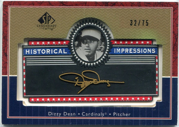 Dizzy Dean 2003 Upper Deck SP Legendary Cuts Historical Impressions Card #L-DD 32/75