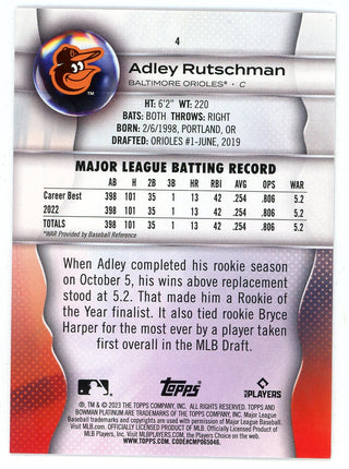 Adley Rutschman 2023 Topps Bowman Platinum Rookie Card #4