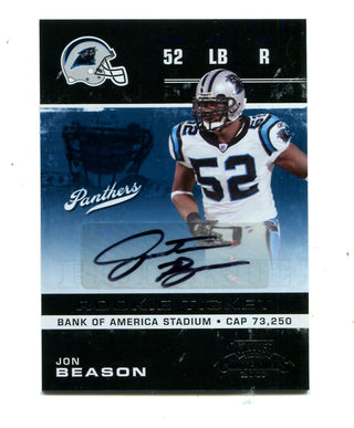 Jon Beason 2007 Donruss Playoff Rookie Ticket Autographed Card #173