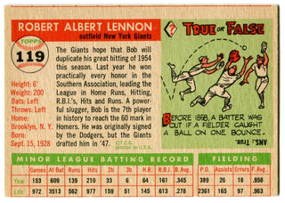 Bob Lennon 1955 Topps #119 Card