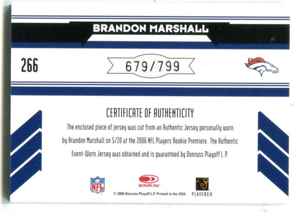 Brandon Marshall 2006 Donruss Playoff Leaf Rookies & Stars #266 /799