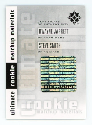 Steve Smith and Dwayne Jarrett 2007 Upper Deck Ultimate Rookie Matchup Materials #URMM-SJ Card