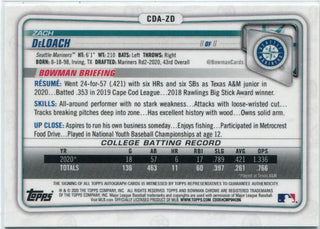 Zach DeLoach 2020 Bowman Draft Chrome 1st Edition Autographed Refractor RC #CDA-ZD 27/30