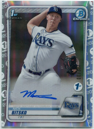 Nick Bitsko 2020 Bowman Draft Chrome 1st Edition Autographed Refractor RC #CDA-NB 6/30