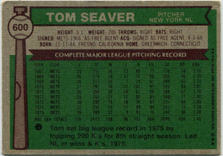 Tom Seaver 1976 Topps Card #600