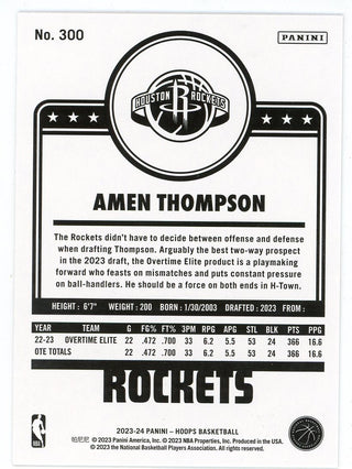 Amen Thompson 2023-24 Panini Hoops Rookie Card #300