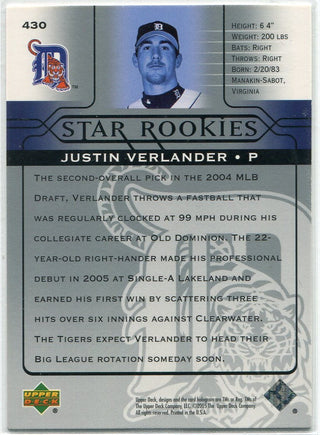 Justin Verlander 2005 Upper Deck Star Rookies RC #430