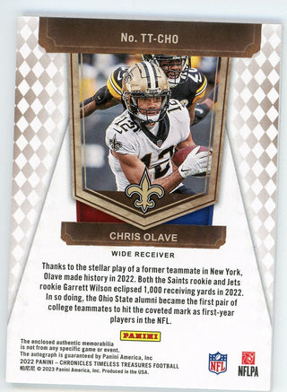 Chris Olave 2022 Panini Chronicles Timeless Treasures Autographed Patch Relic #TT-CHO