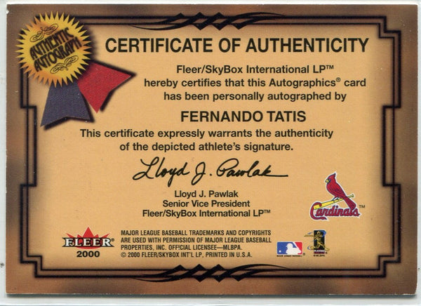 Fernando Tatis 2000 Fleer Autographics Autographed Card