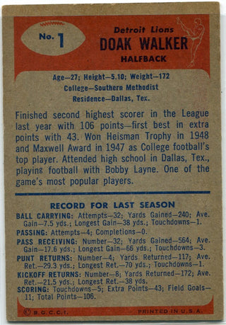 Doak Walker 1955 Bowman Card #1