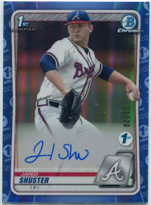 Jared Shuster 2020 Bowman Draft Chrome 1st Edition Autographed Blue Refractor RC #CDA-JS 11/20