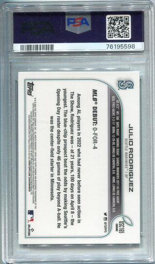 Julio Rodriguez 2022 Topps Chrome Update Rookie Debut Card PSA 9