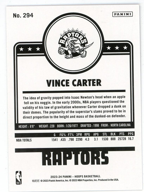 Vince Carter 2023-24 Panini Hoops Purple #294