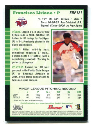 Francisco Liriano 2005 Bowman Game Worn Jersey Patch #BDP121 Card