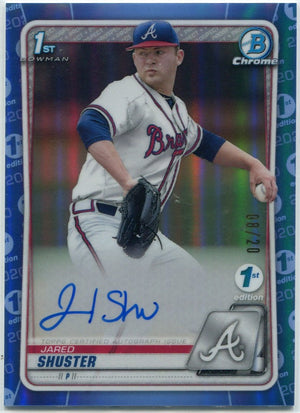 Jared Shuster 2020 Bowman Draft Chrome 1st Edition Autographed Blue Refractor RC #CDA-JS 8/20