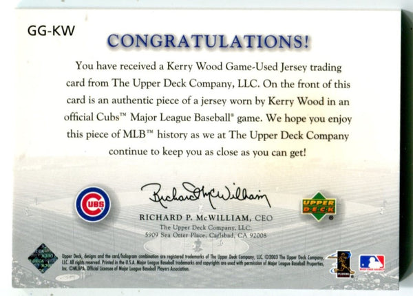 Kerry Wood Upper Deck Game Face Gear Patch card  #GGKW