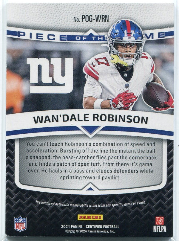 Wan'Dale Robinson 2024 Panini Certified Piece Of The Game 2 Color Patch Card #POG-WRN 25/50