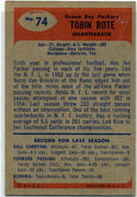 Tobin Rote 1955 Bowman Card #74
