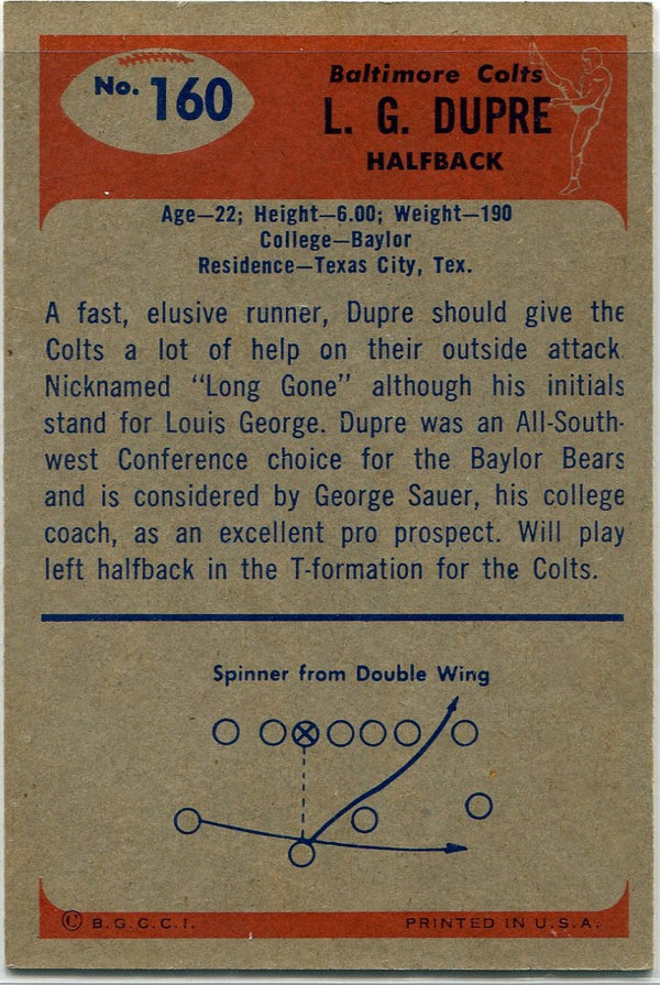 Louis Dupre 1955 Bowman RC #160