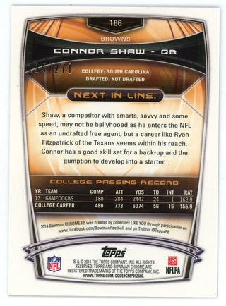 Connor Shaw 2014 Topps Bowman Chrome Rookie Card #186