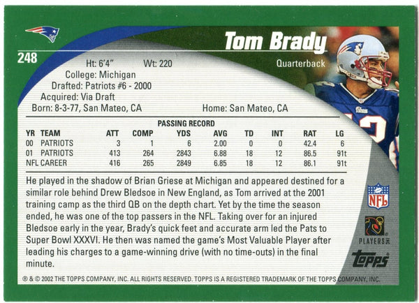 Tom Brady Topps 2002