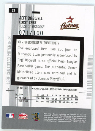 Jeff Bagwell 2005 Leaf Certified Bat Relic #63