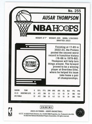 Ausar Thompson 2023-24 Panini Hoops Rookie Card #255