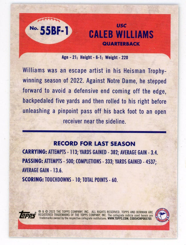 Caleb Williams 2023 Topps Bowman U Chrome #55BF-1