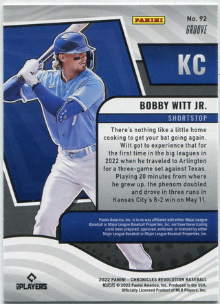 Bobby Witt Jr 2022 Panini Chronicles Revolution Groove Parallel RC #92