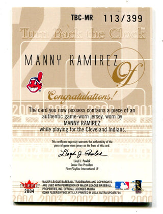 Manny Ramirez 2004 Fleer Ultra #TBCMR Game-Worn Jersey Card /399