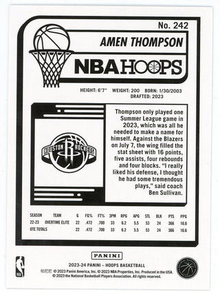 Amen Thompson 2023-24 Panini Hoops Rookie Card #242